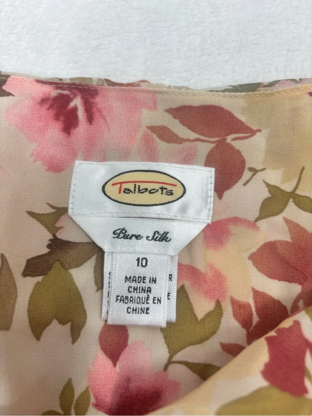 Talbots Floral A-Line Silk Midi Skirt in Pink and Green Size 10